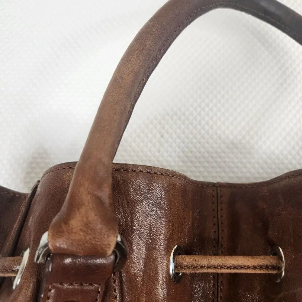 MICHAEL KORS Milo Distressed Leather Large Bucket Handbag Purse Tote - Picture 6 of 13